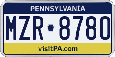 PA license plate MZR8780