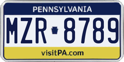 PA license plate MZR8789