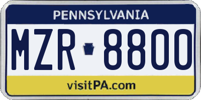 PA license plate MZR8800