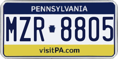 PA license plate MZR8805