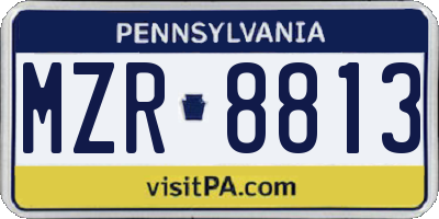 PA license plate MZR8813