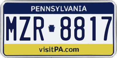 PA license plate MZR8817