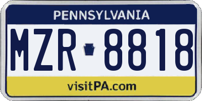 PA license plate MZR8818