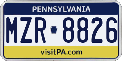 PA license plate MZR8826