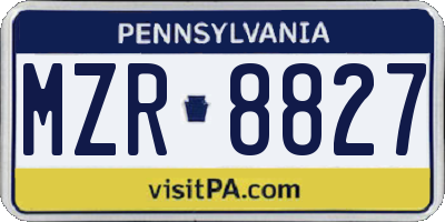 PA license plate MZR8827
