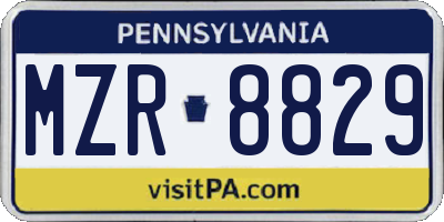 PA license plate MZR8829