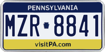 PA license plate MZR8841