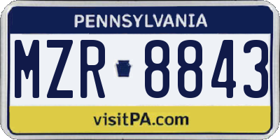 PA license plate MZR8843