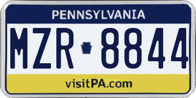 PA license plate MZR8844