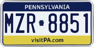 PA license plate MZR8851