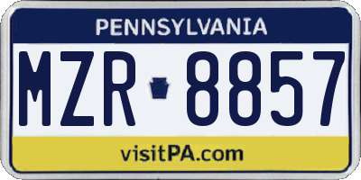 PA license plate MZR8857