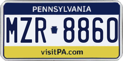PA license plate MZR8860