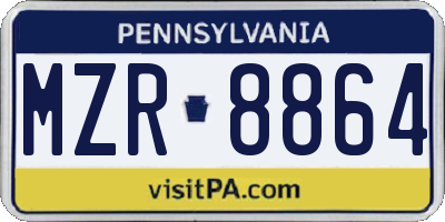 PA license plate MZR8864