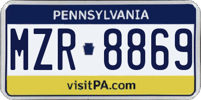 PA license plate MZR8869