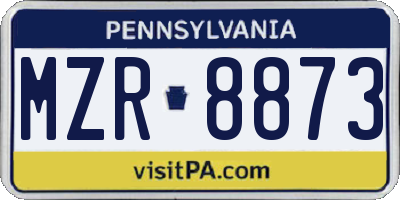 PA license plate MZR8873