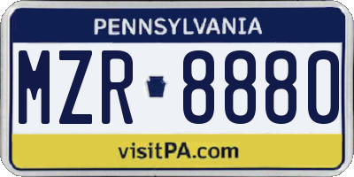 PA license plate MZR8880