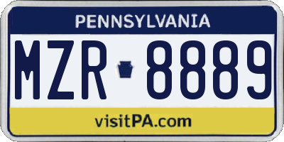 PA license plate MZR8889