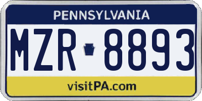 PA license plate MZR8893