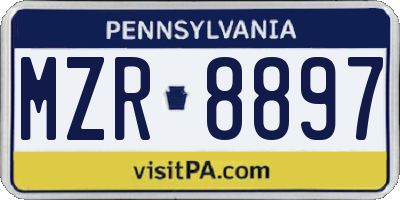 PA license plate MZR8897