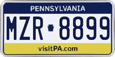 PA license plate MZR8899