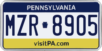 PA license plate MZR8905