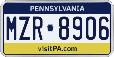 PA license plate MZR8906