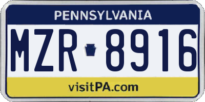 PA license plate MZR8916