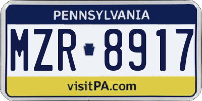 PA license plate MZR8917