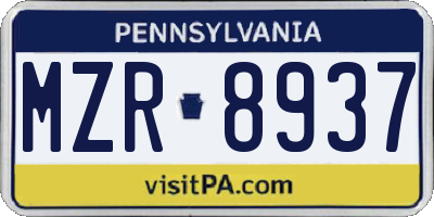 PA license plate MZR8937