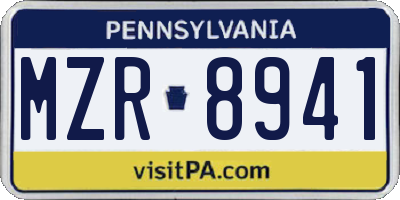 PA license plate MZR8941