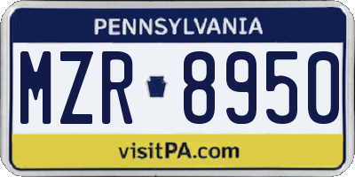PA license plate MZR8950