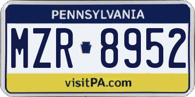 PA license plate MZR8952