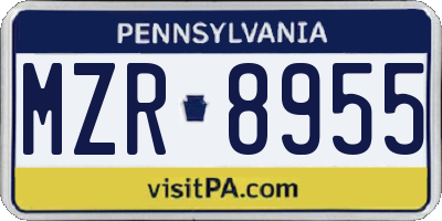 PA license plate MZR8955