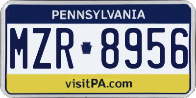 PA license plate MZR8956