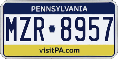 PA license plate MZR8957