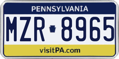 PA license plate MZR8965