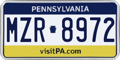 PA license plate MZR8972
