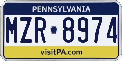 PA license plate MZR8974
