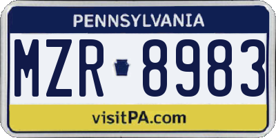 PA license plate MZR8983