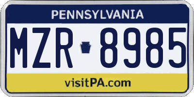 PA license plate MZR8985