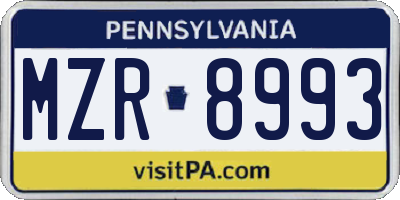 PA license plate MZR8993