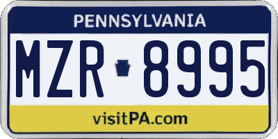 PA license plate MZR8995