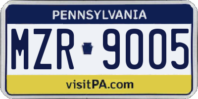 PA license plate MZR9005