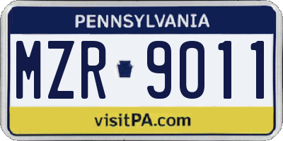 PA license plate MZR9011