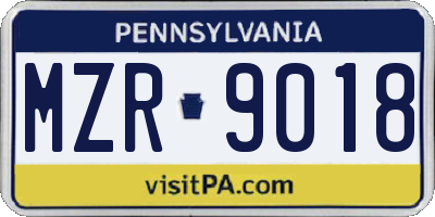 PA license plate MZR9018