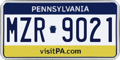 PA license plate MZR9021