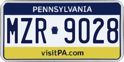 PA license plate MZR9028