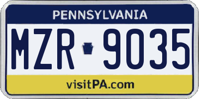 PA license plate MZR9035