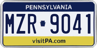 PA license plate MZR9041