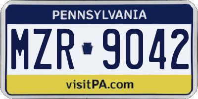 PA license plate MZR9042